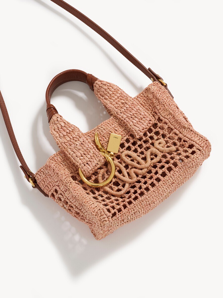 Mini Summer Banana east-west tote bag in raffia - 7