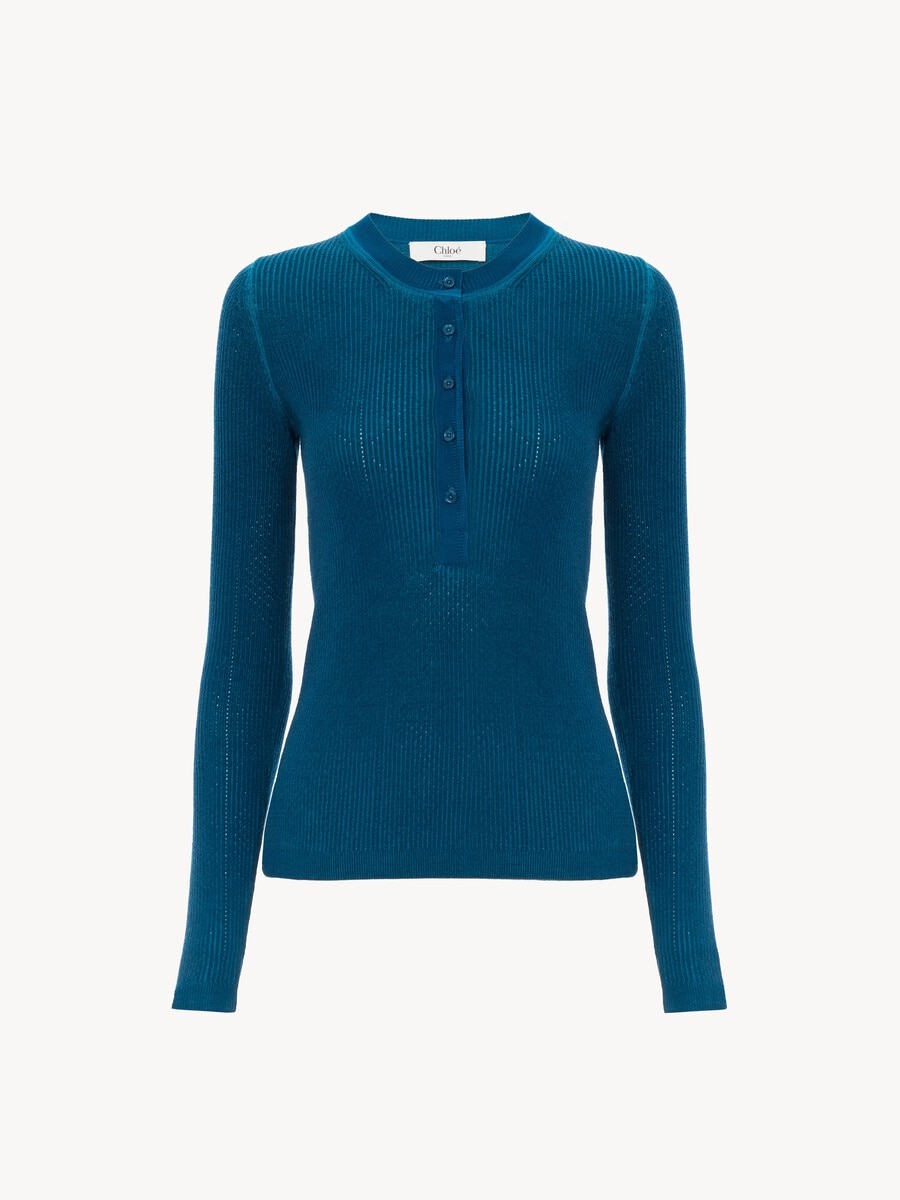 Henley shirt in a merino wool knit - 2