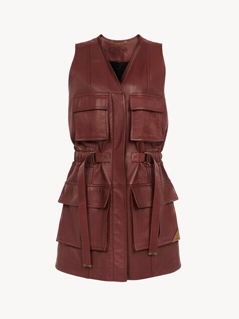 Utilitarian vest in leather