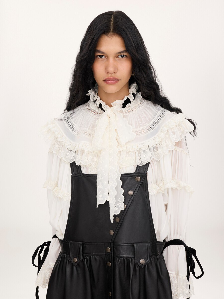 Apron midi dress in leather - 4