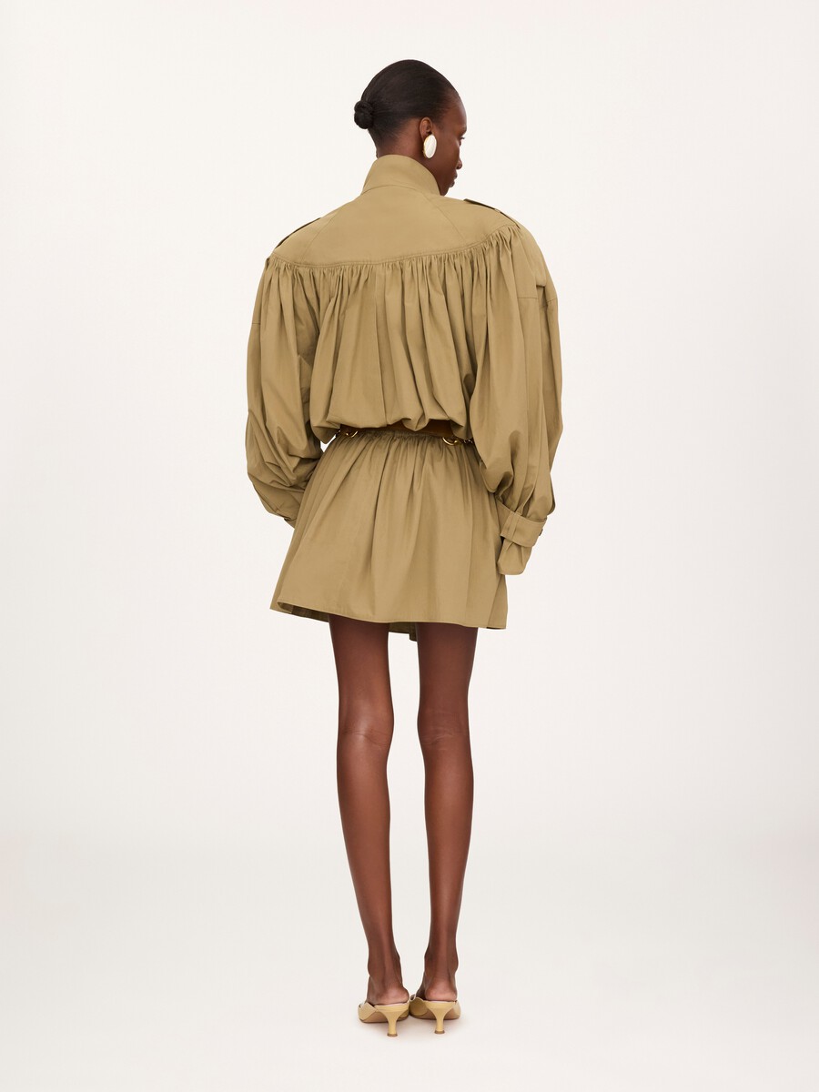 High-neck short trench coat in cotton poplin - 5
