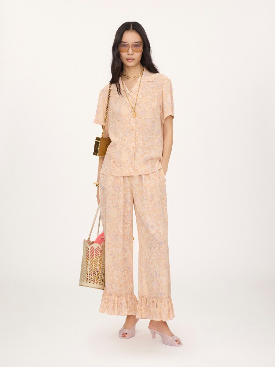 Short-sleeve blouse in cr&ecirc;pe de chine - 3