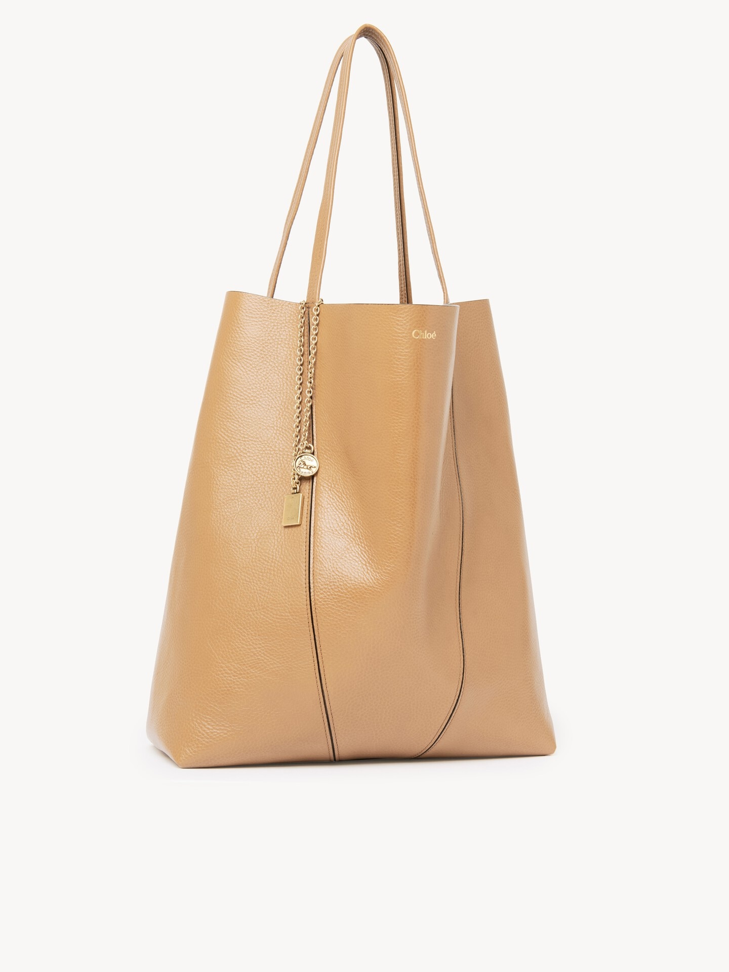 Large Chloé Spin tote bag in grained leather - 5