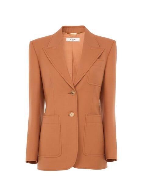 Single-breasted tailored jacket in wool gabardine