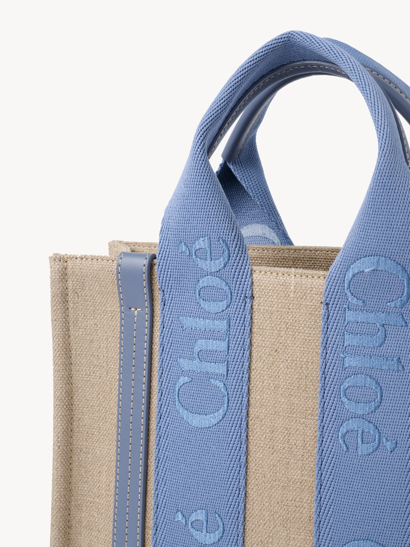 Small Woody tote bag in linen - 7