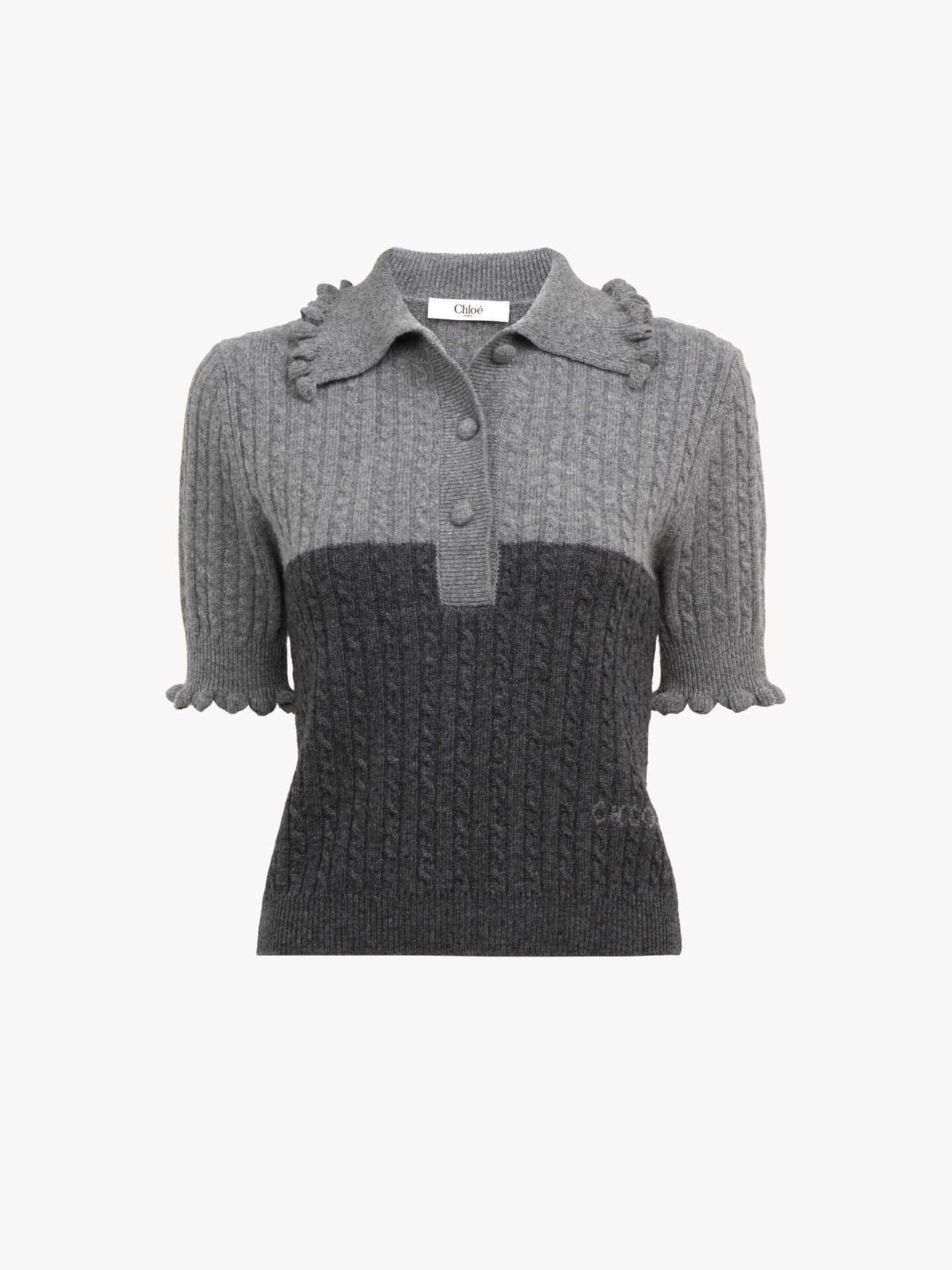 Short-sleeve polo jumper in a wool & cashmere knit - 2