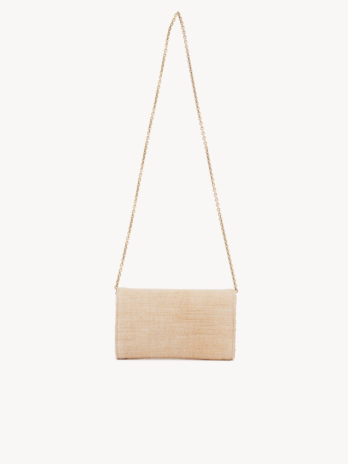 Chloé Iconic flap wallet on chain in raffia-effect fibres - 5