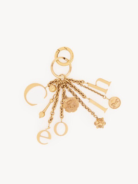 Chlo&eacute; Symbols Logo key ring bag charm in brass