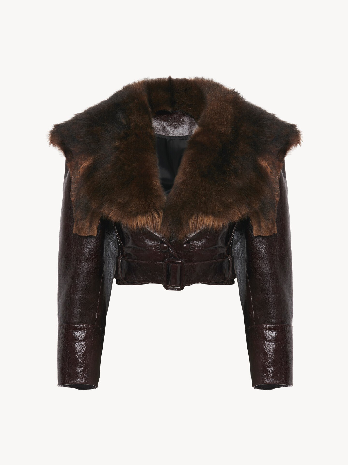 Chaqueta ajustada cropped de cuero - 2