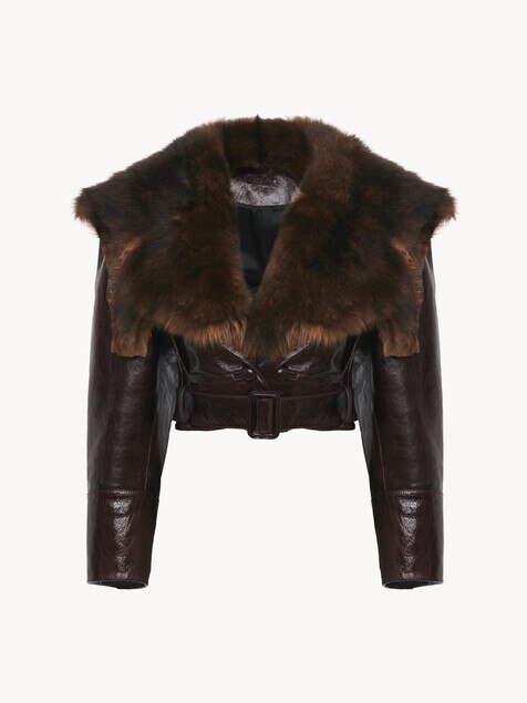 Chaqueta ajustada cropped de cuero