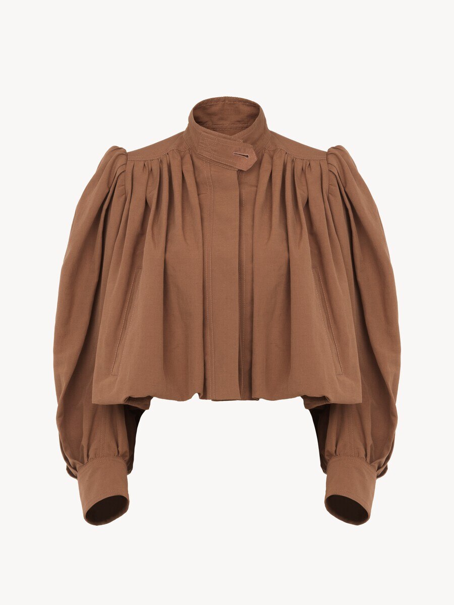 Gathered boule jacket in linen & cotton - 1