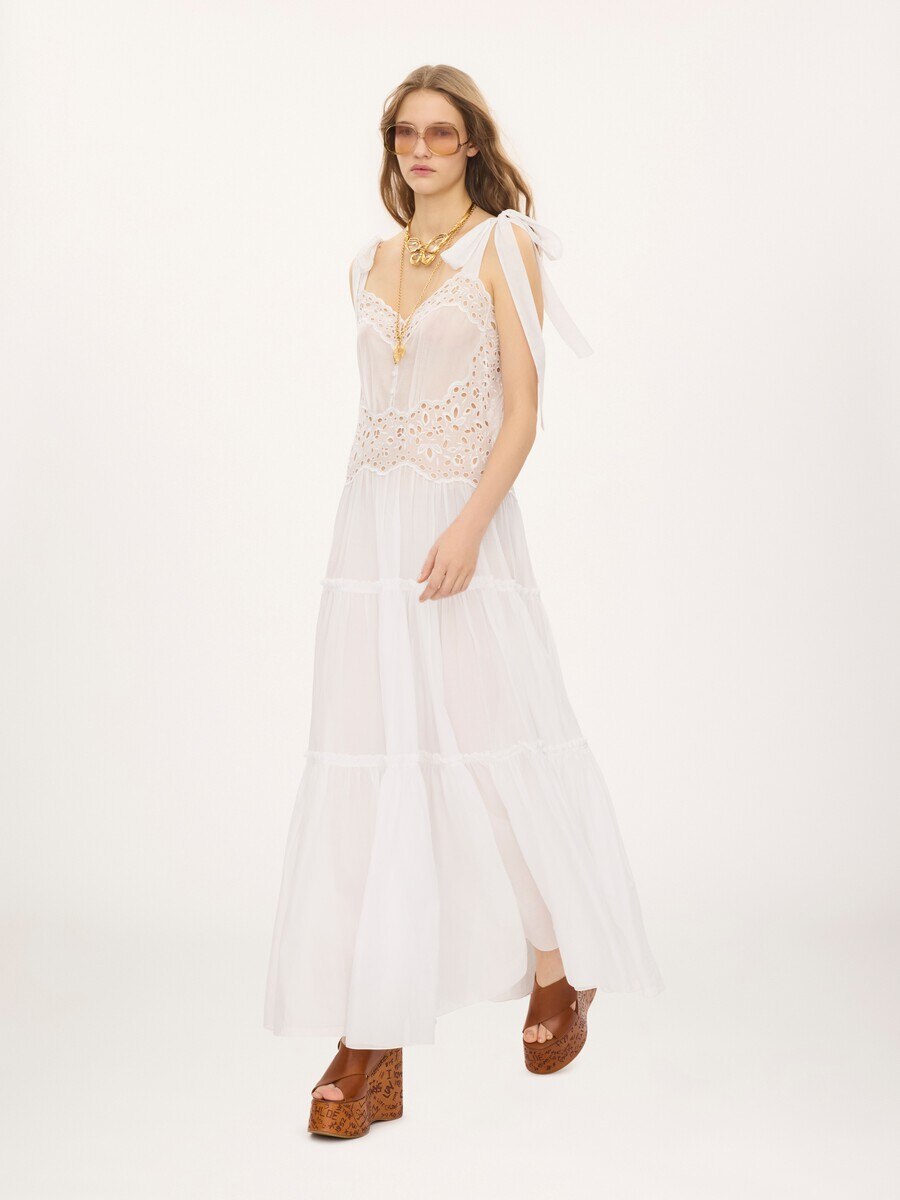 Tiered long dress in cotton voile - 6