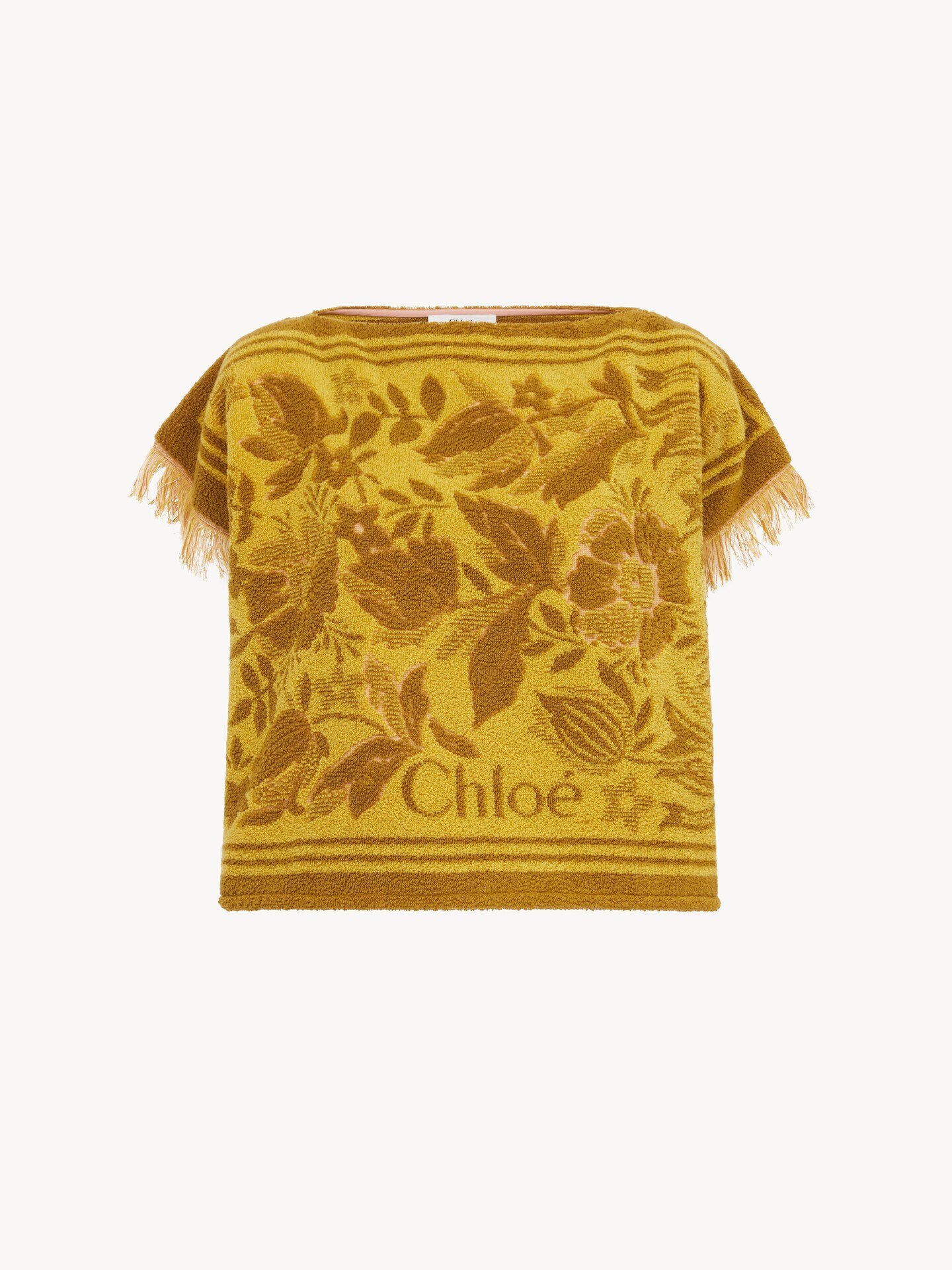 Boat-neck logo top in cotton jacquard - 2