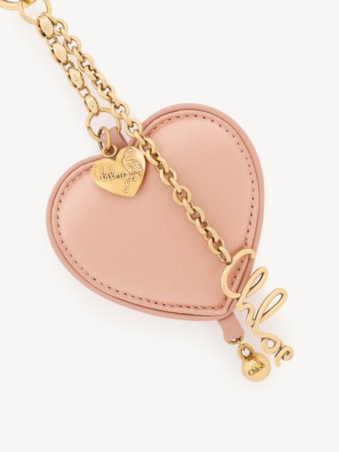 Chlo&eacute; Symbols Heart key ring bag charm in satin & brass
