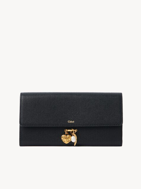 Chlo&eacute; Charms long wallet with flap in grained leather