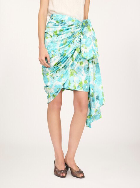 Short wrap skirt in silk jacquard