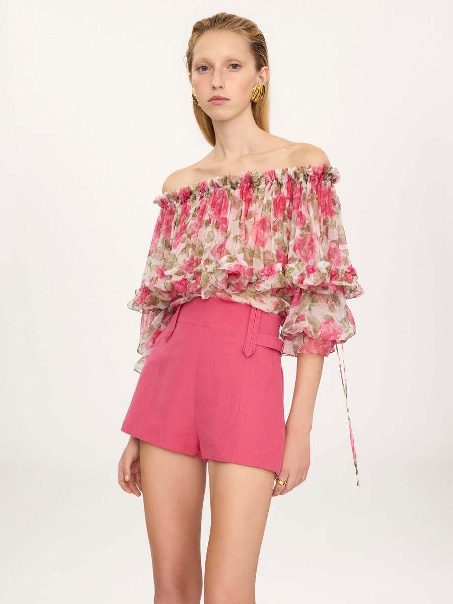 High-rise mini shorts in a linen-cotton mix - 6