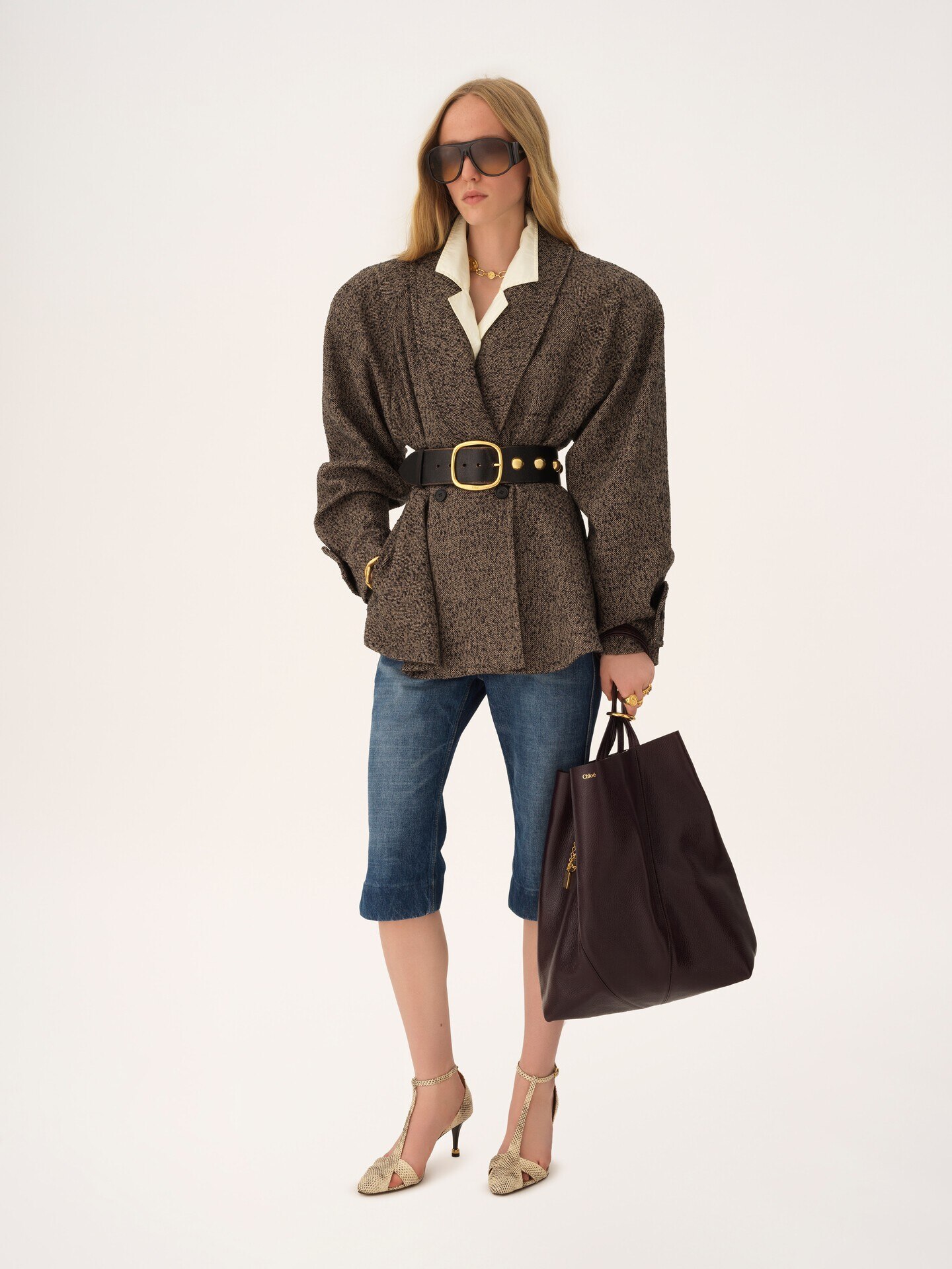 Large Chloé Spin tote bag in grained leather - 6