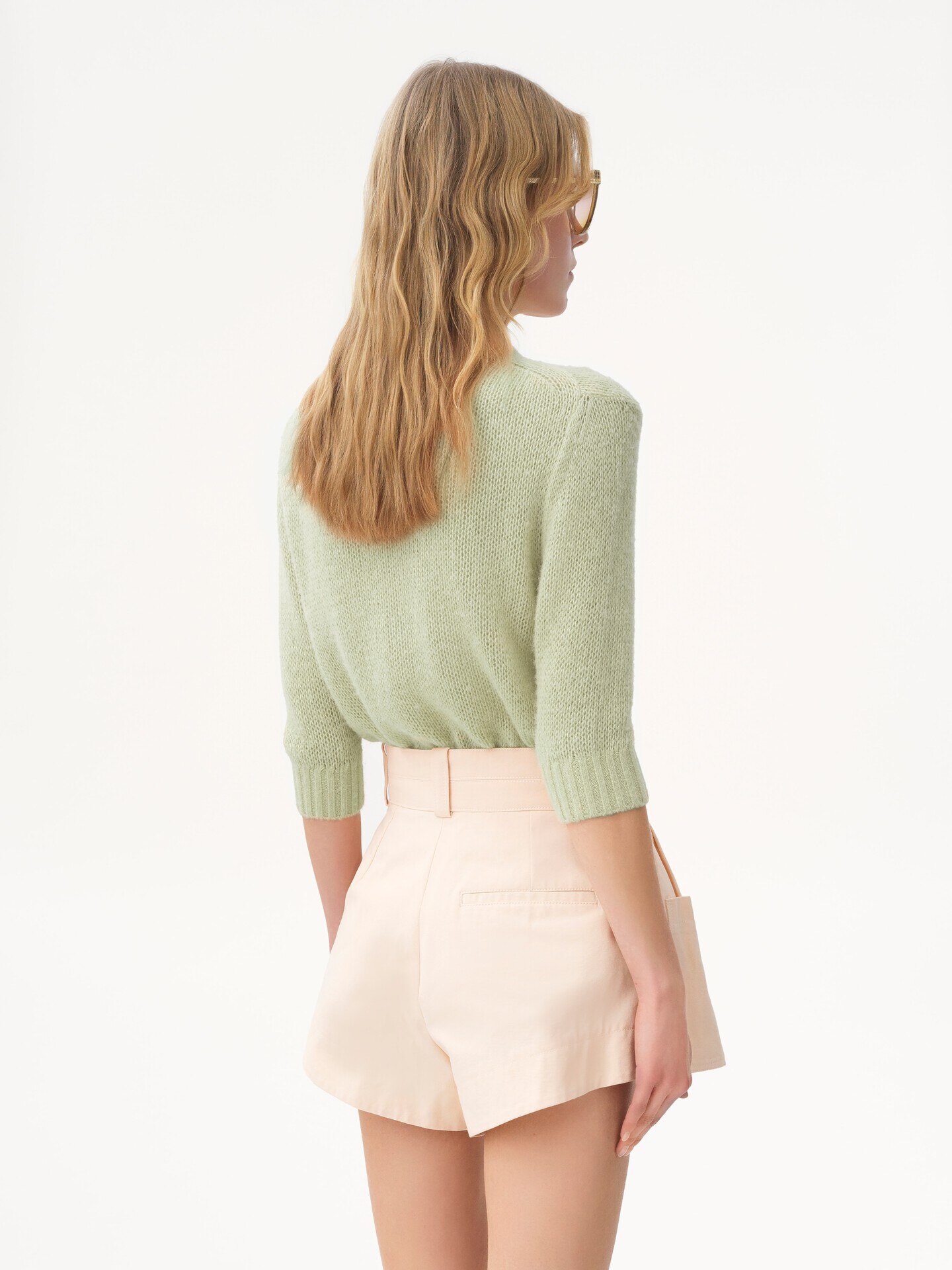 Elbow-sleeve logo jumper in alpaca wool & silk knit - 5
