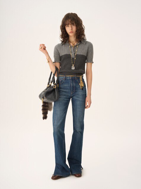 Short-sleeve polo jumper in a wool & cashmere knit