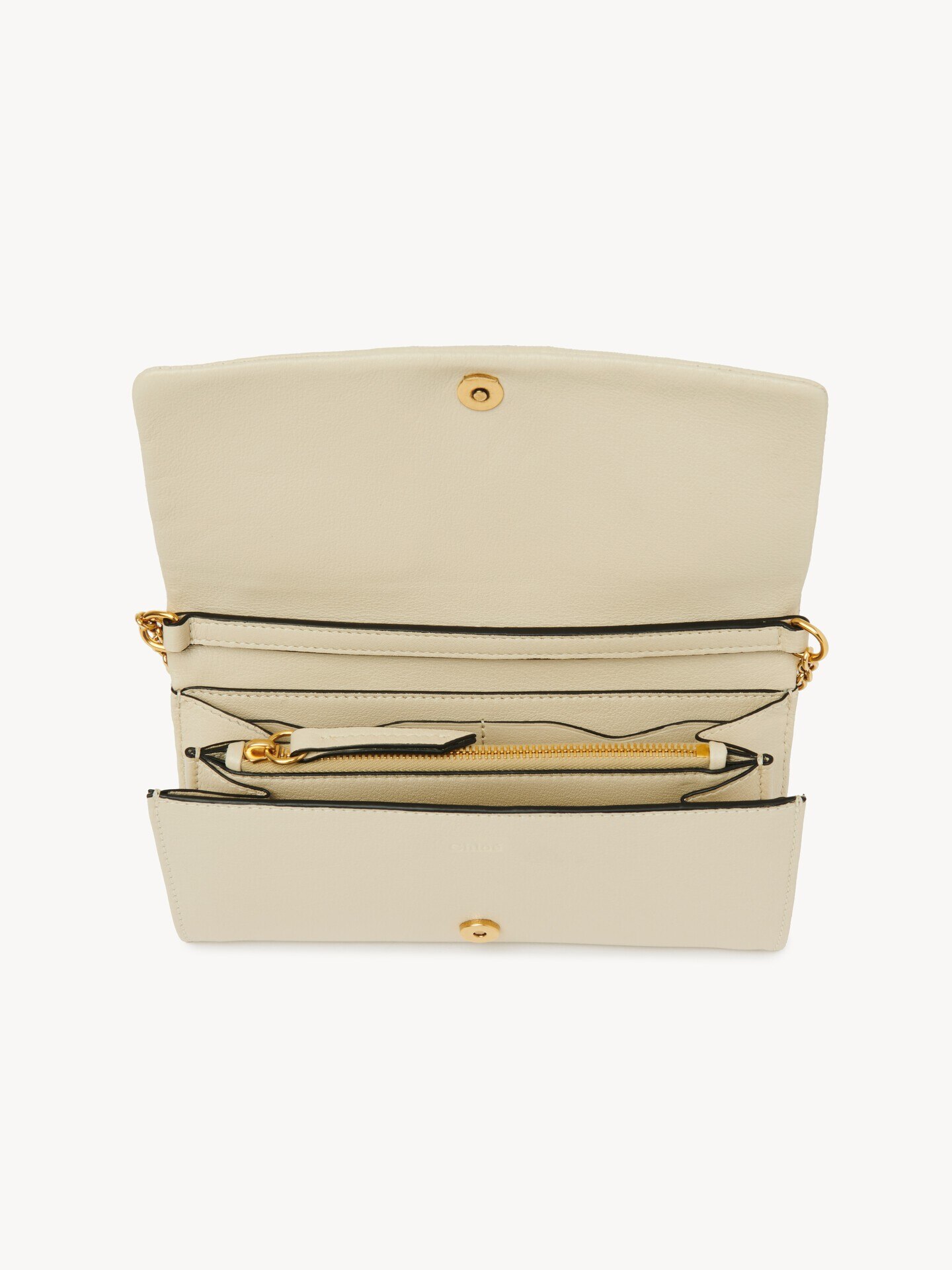 Chloé Spin flap wallet on chain in grained leather - 6