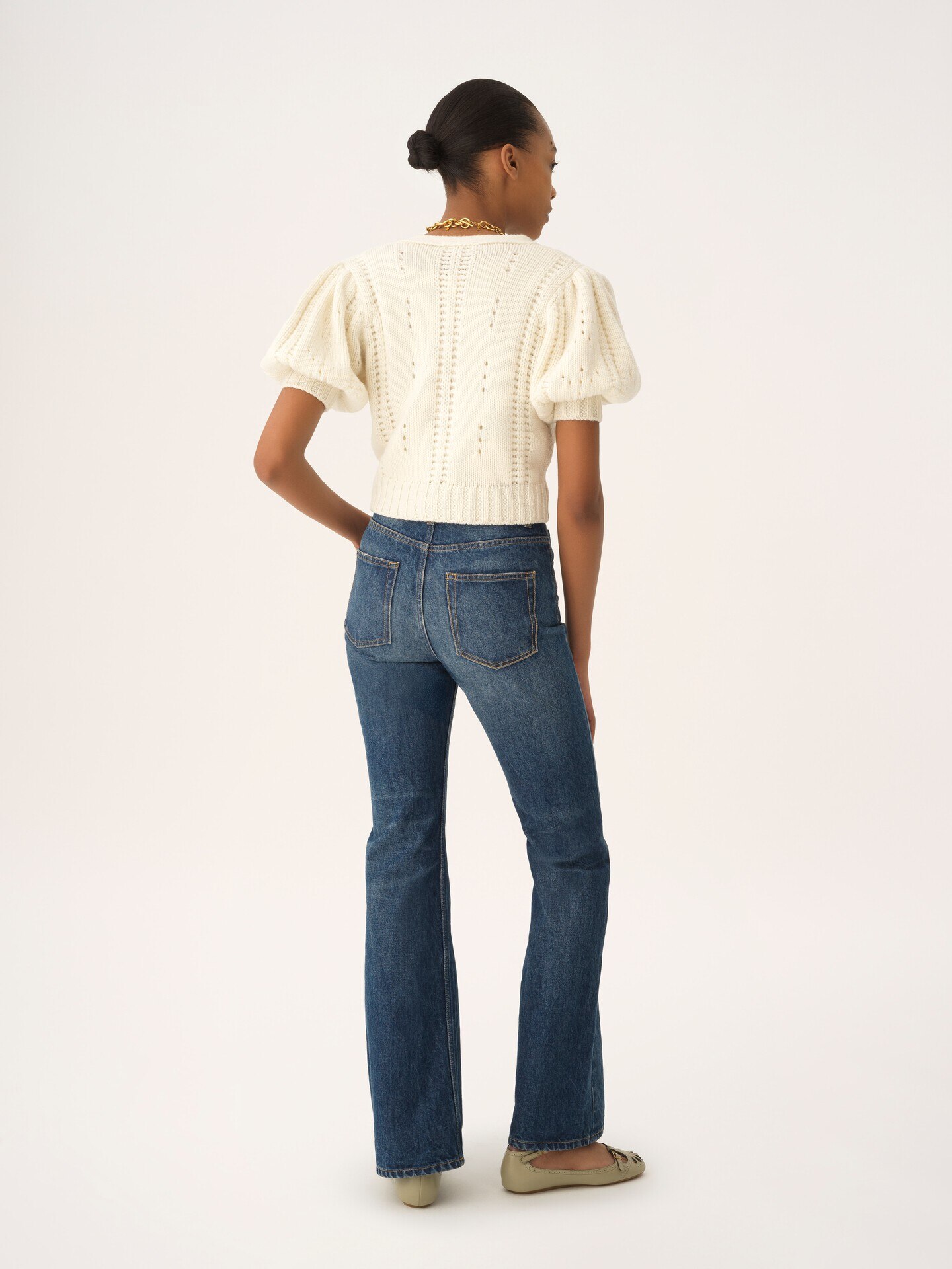 Puff-sleeve cardigan in a wool & cashmere knit - 5