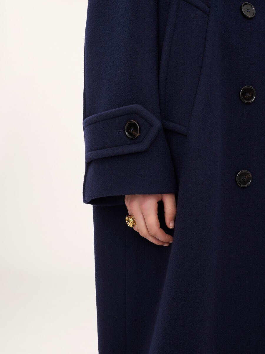 Double-breasted oversized long coat in wool - 8