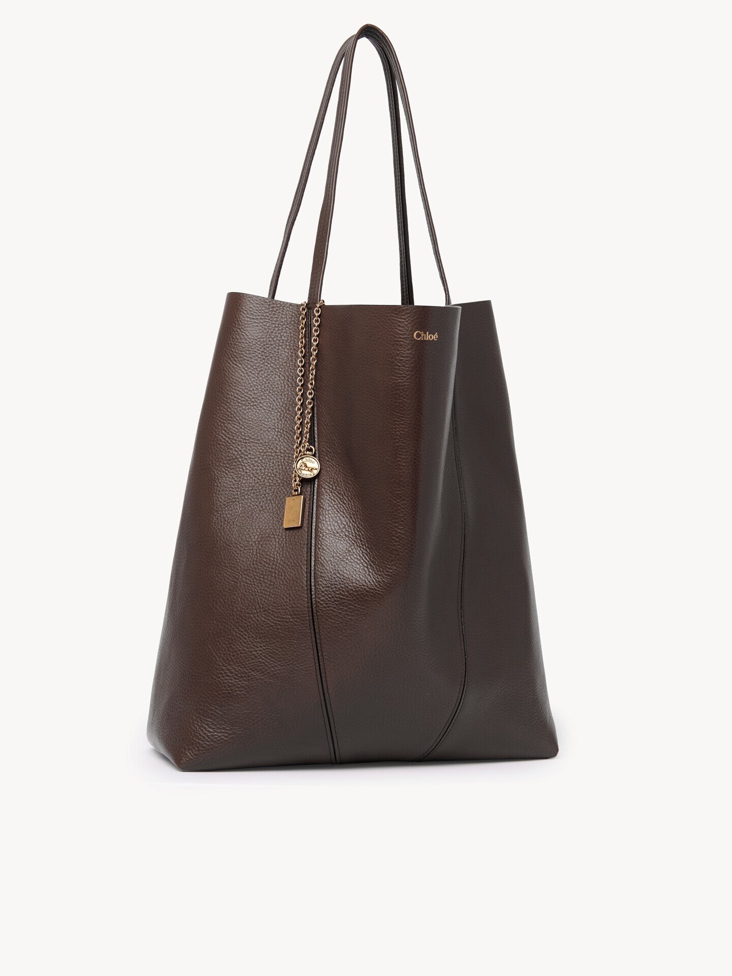 Large Chloé Spin tote bag in grained leather - 5
