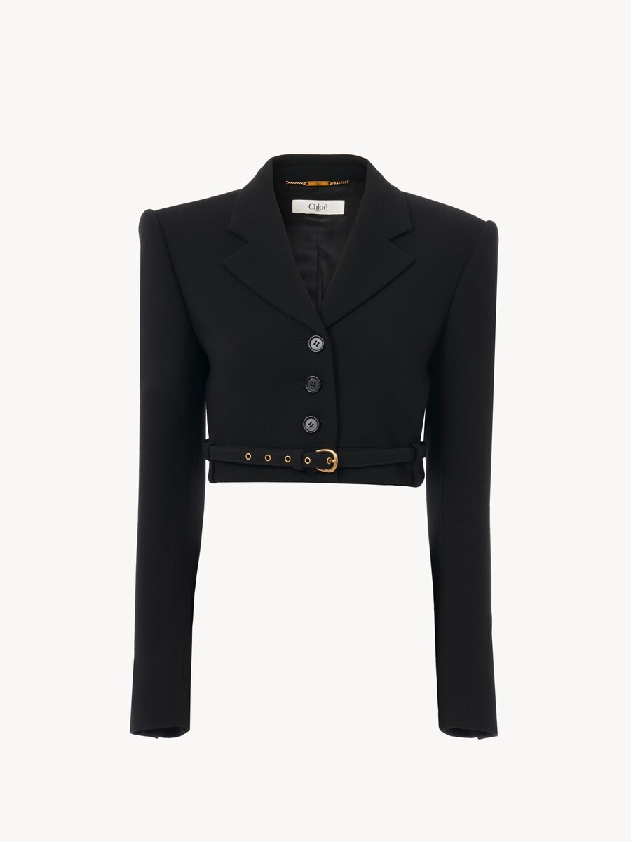 Cropped Spencer jacket in wool cr&ecirc;pe - 1