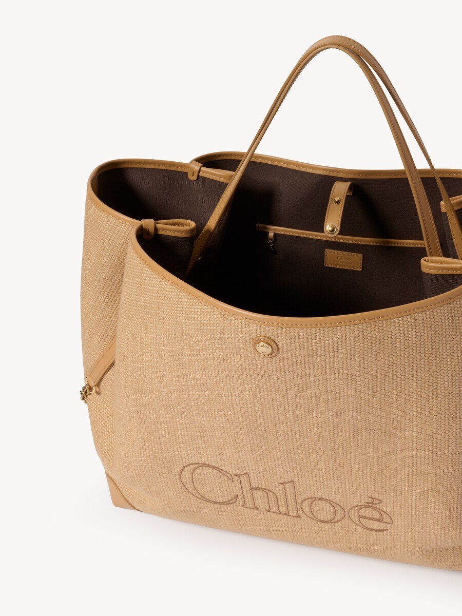 Large Chlo&eacute; Clover double carry bag in raffia-effect fibers - 6