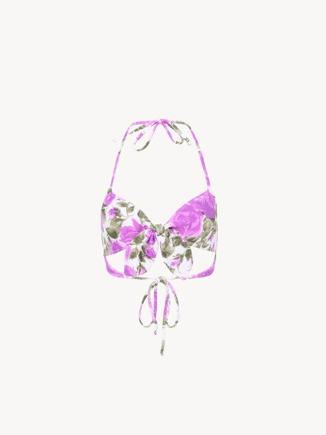 Rose-print bikini top