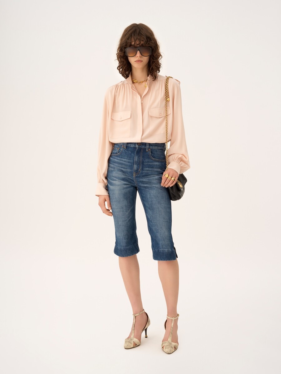 Gathered blouse in cr&ecirc;pe de chine - 3