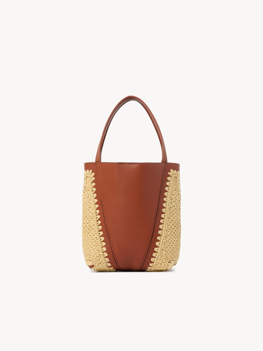 Bolso tote Chlo&eacute; Spin peque&ntilde;o de efecto rafia y cuero - 5