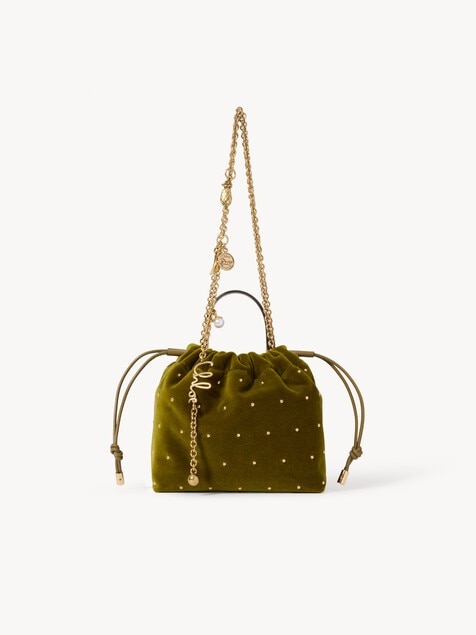 Mini Chlo&eacute; Icons shoulder bag with chain in velvet with studs