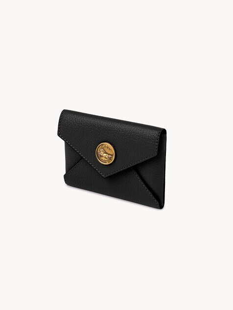 Envelope card holder in grained leather