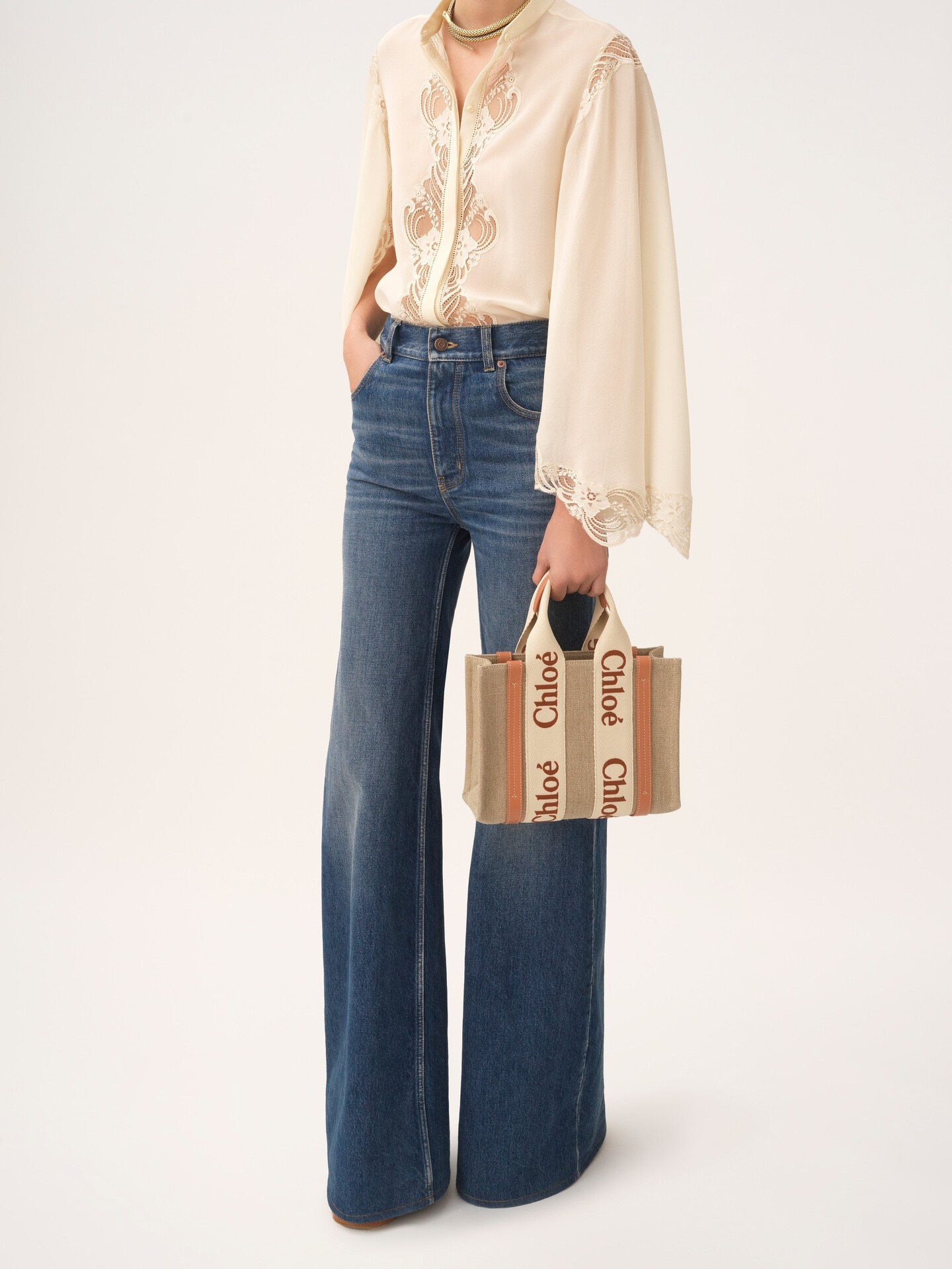 Bolso tote peque&ntilde;o Woody de lino - 10