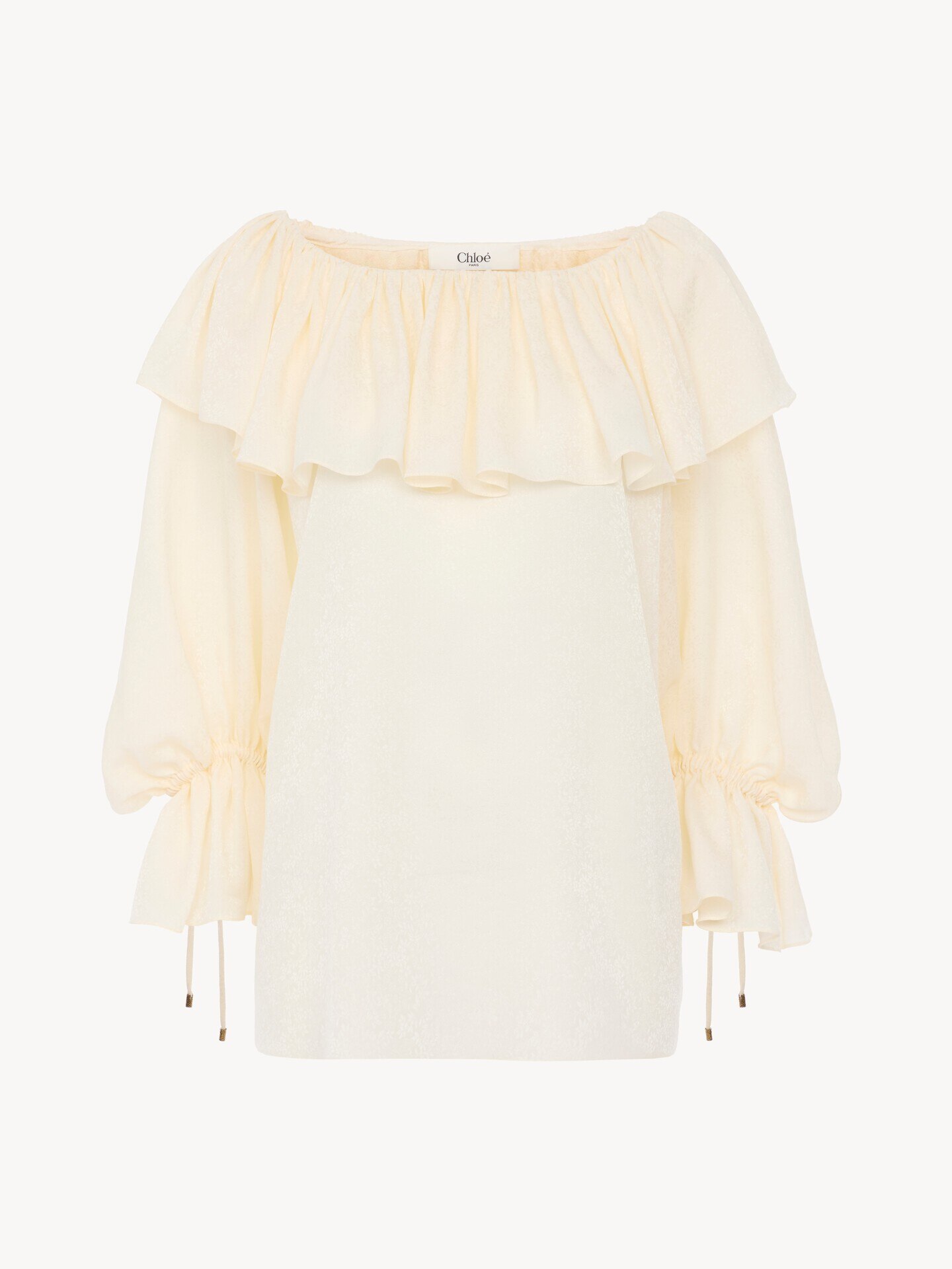 Fluid ruffle top in silk jacquard - 2
