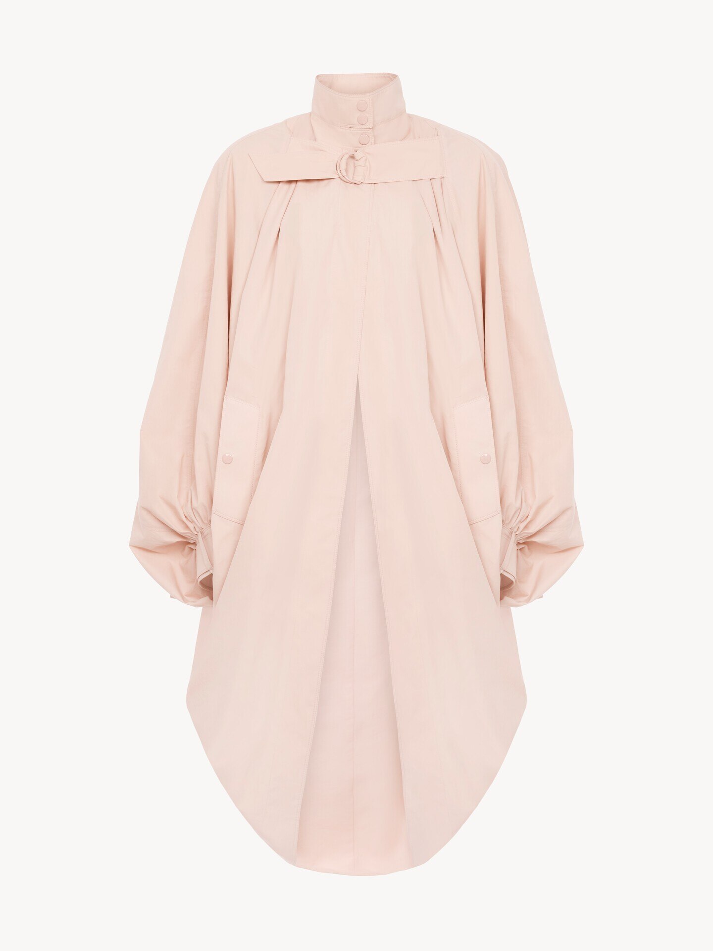 Oversized high-neck cape coat in cotton poplin - 2