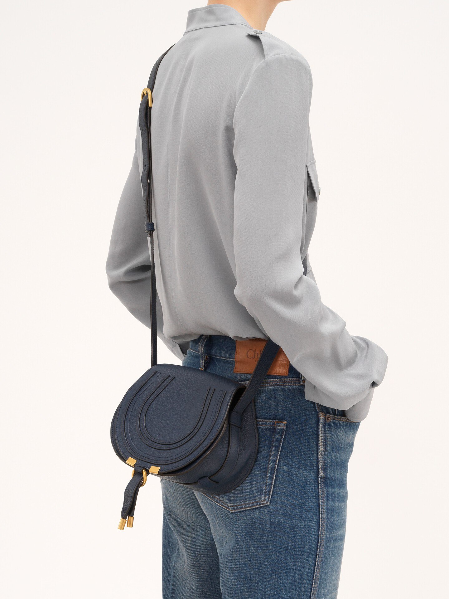 Small Marcie saddle bag in grained leather - 3