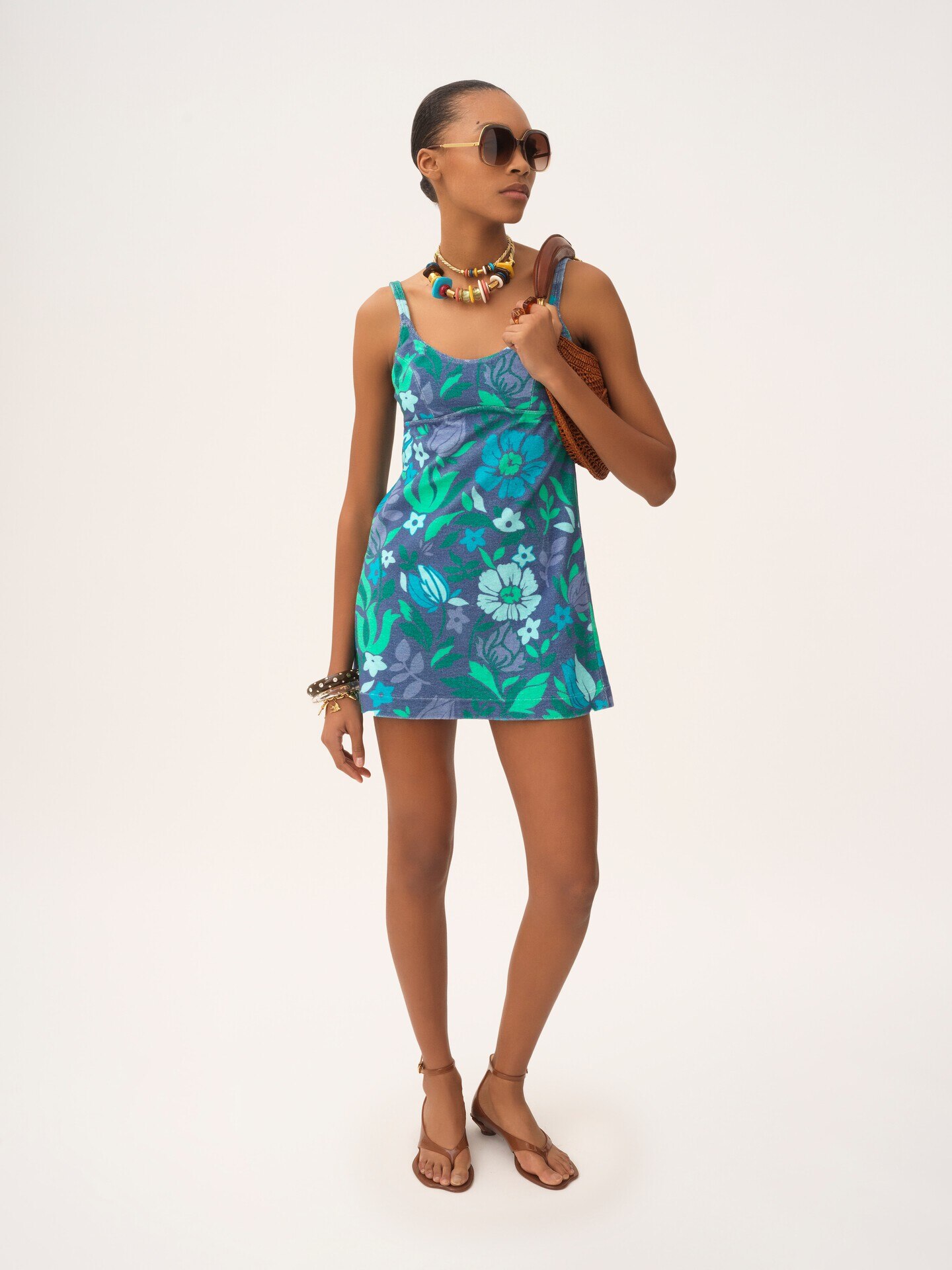 Thin-strap mini dress in cotton jersey - 3