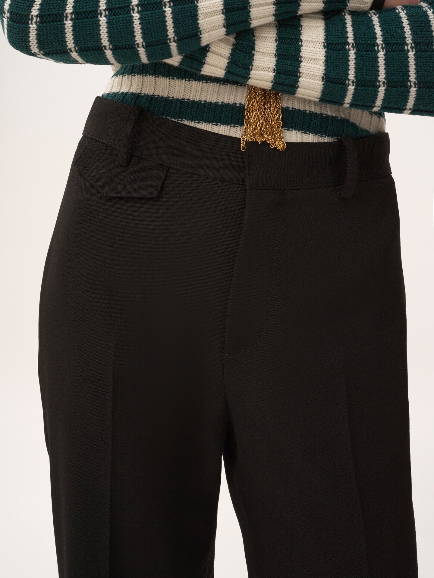 High-rise flared trousers in wool grain de poudre - 6
