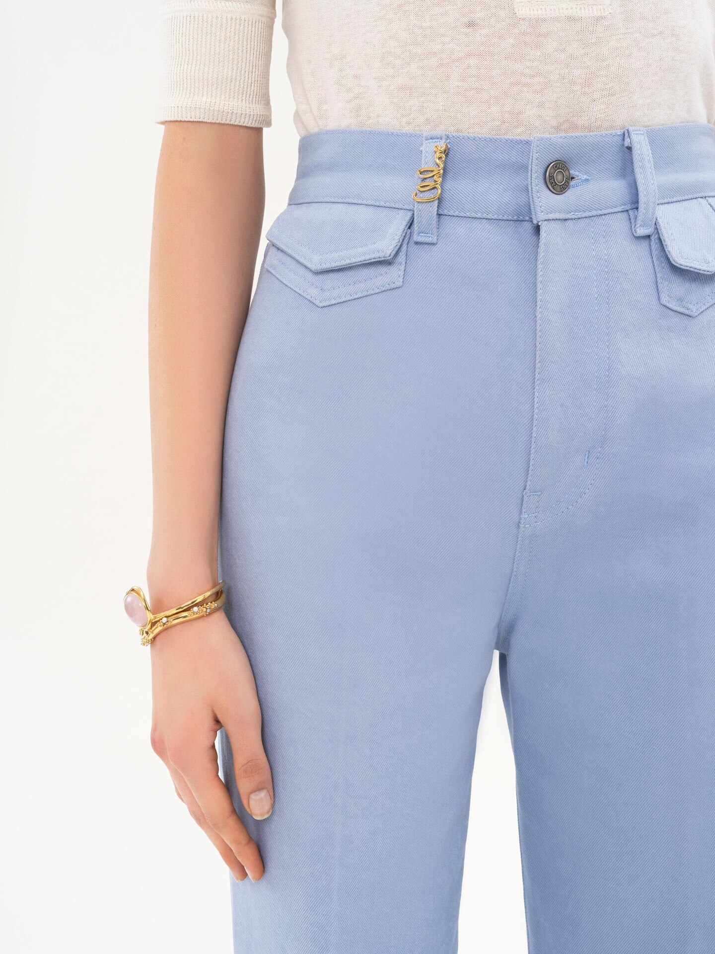 High-rise flare jeans in denim - 6