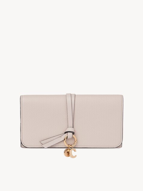 Alphabet wallet with flap in grained leather