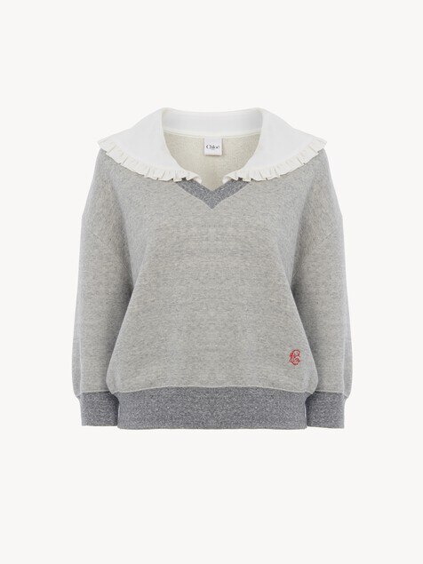 Jersey de cuello de felpa jaspeada