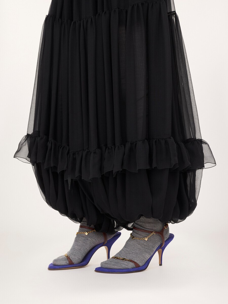 Fluid pleated pants in silk mousseline - 7