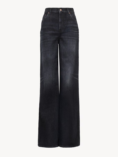 High-rise wide-leg jeans in denim