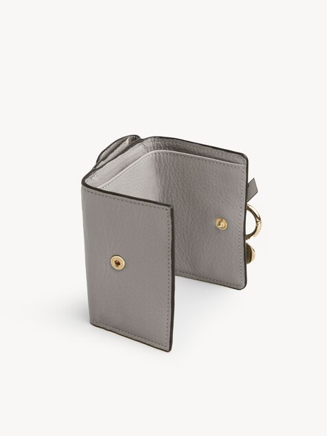 Mini Alphabet tri-fold in grained leather