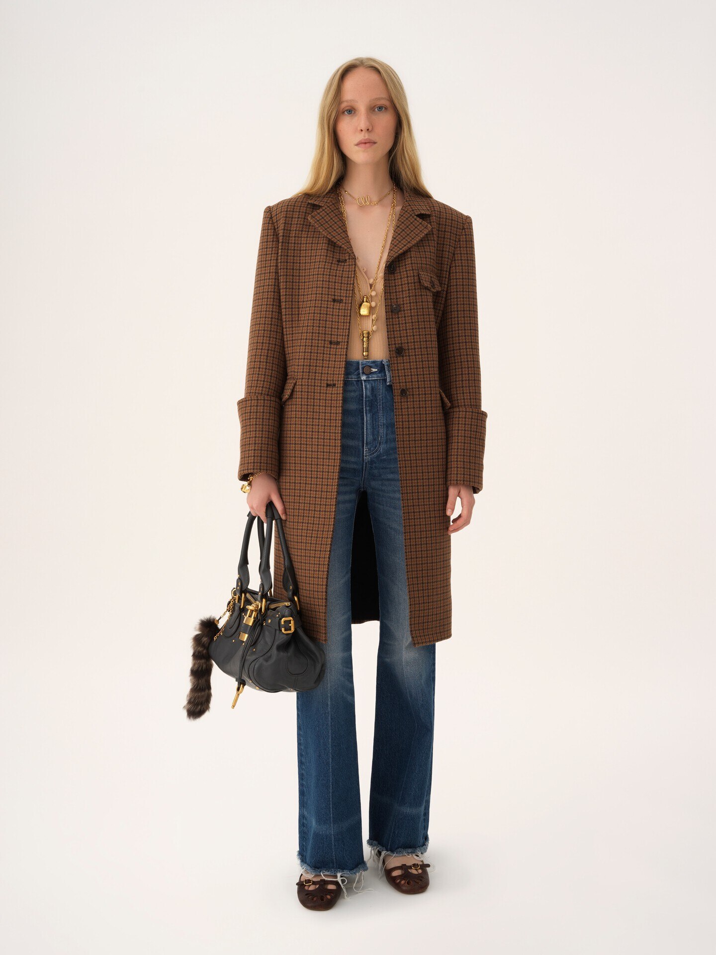 Riding coat in houndstooth wool - 3