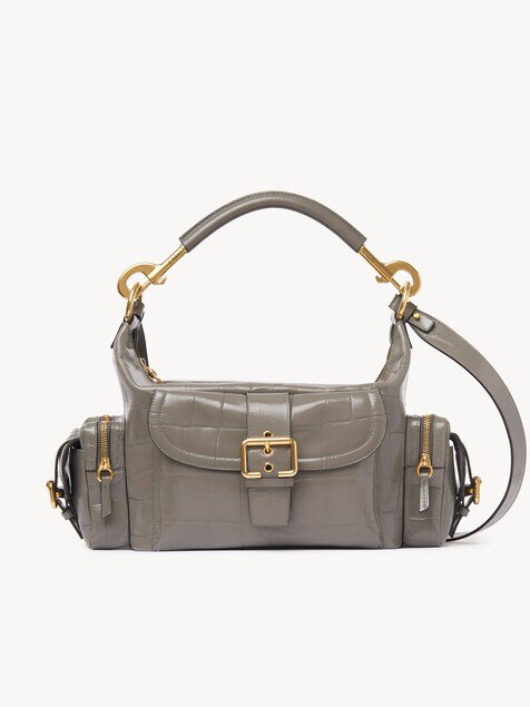 Camera bag in croco-effect leather