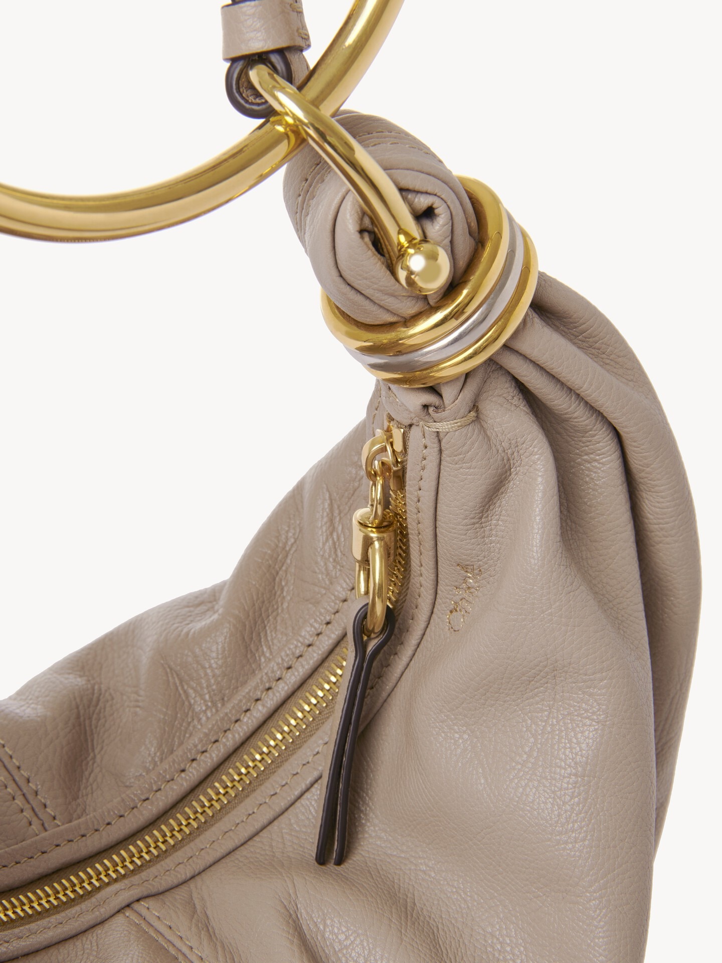Small Bracelet hobo bag in grained leather - 10